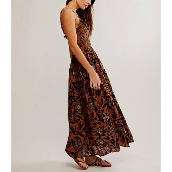 🌙FREE PEOPLE Sweet Nothings Midi Dress/Brown Patina Combo🌙 - Picture 2 of 10